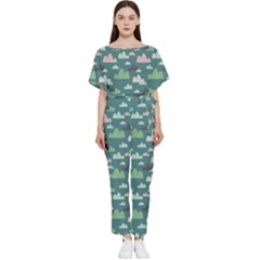 Llama Clouds  Batwing Lightweight Chiffon Jumpsuit by ConteMonfrey