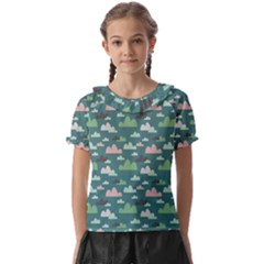 Llama Clouds  Kids  Frill Chiffon Blouse by ConteMonfrey