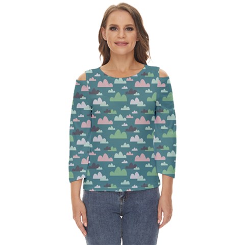 Llama Clouds  Cut Out Wide Sleeve Top by ConteMonfrey