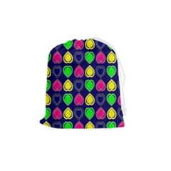 Blue Colorful Hearts Drawstring Pouch (medium) by ConteMonfrey