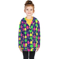 Blue Colorful Hearts Kids  Double Breasted Button Coat by ConteMonfrey