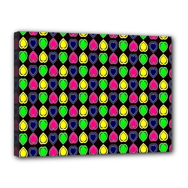 Colorful Mini Hearts Canvas 16  x 12  (Stretched)