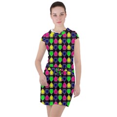 Colorful Mini Hearts Drawstring Hooded Dress