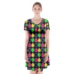 Colorful Mini Hearts Short Sleeve V-neck Flare Dress by ConteMonfrey