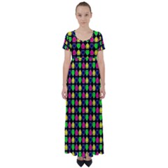 Colorful Mini Hearts High Waist Short Sleeve Maxi Dress by ConteMonfrey