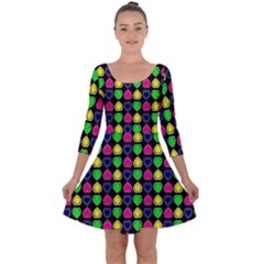 Colorful Mini Hearts Quarter Sleeve Skater Dress by ConteMonfrey