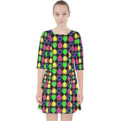 Colorful Mini Hearts Quarter Sleeve Pocket Dress by ConteMonfrey