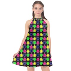 Colorful Mini Hearts Halter Neckline Chiffon Dress  by ConteMonfrey