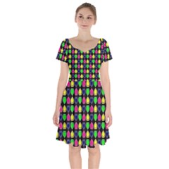 Colorful Mini Hearts Short Sleeve Bardot Dress by ConteMonfrey