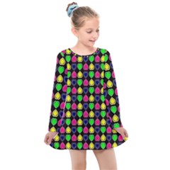 Colorful Mini Hearts Kids  Long Sleeve Dress by ConteMonfrey