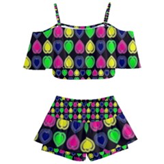 Colorful Mini Hearts Kids  Off Shoulder Skirt Bikini by ConteMonfrey