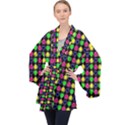 Colorful Mini Hearts Long Sleeve Velvet Kimono  View1