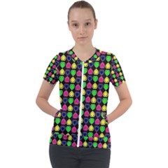 Colorful Mini Hearts Short Sleeve Zip Up Jacket by ConteMonfrey