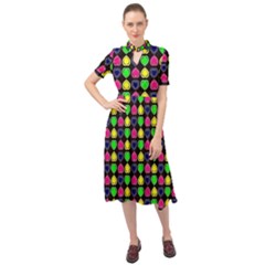 Colorful Mini Hearts Keyhole Neckline Chiffon Dress by ConteMonfrey