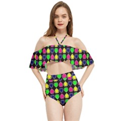 Colorful Mini Hearts Halter Flowy Bikini Set  by ConteMonfrey