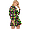 Colorful Mini Hearts Long Sleeve Velour Longline Dress View3