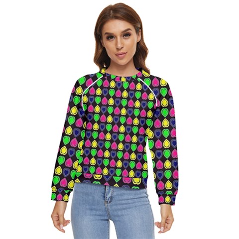 Colorful Mini Hearts Women s Long Sleeve Raglan Tee by ConteMonfrey