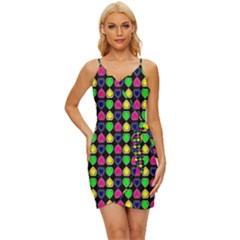 Colorful Mini Hearts Wrap Tie Front Dress