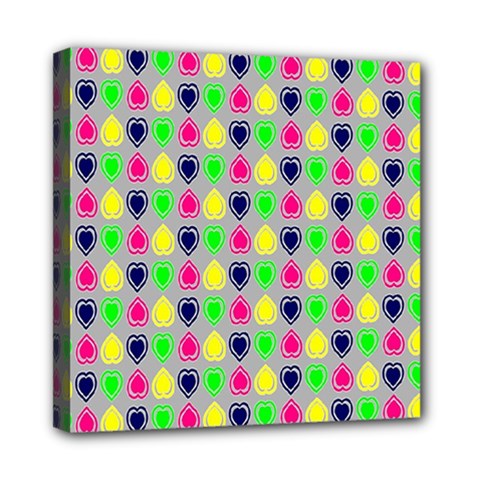 Colorful Mini Hearts Grey Mini Canvas 8  X 8  (stretched) by ConteMonfrey