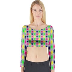 Colorful Mini Hearts Grey Long Sleeve Crop Top by ConteMonfrey