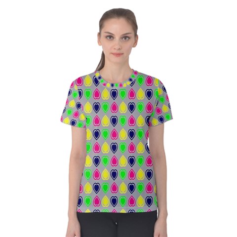 Colorful Mini Hearts Grey Women s Cotton Tee by ConteMonfrey