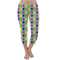 Colorful Mini Hearts Grey Capri Winter Leggings  by ConteMonfrey