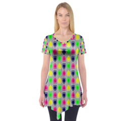 Colorful Mini Hearts Grey Short Sleeve Tunic  by ConteMonfrey