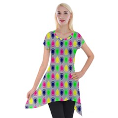 Colorful Mini Hearts Grey Short Sleeve Side Drop Tunic by ConteMonfrey