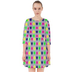 Colorful Mini Hearts Grey Smock Dress by ConteMonfrey