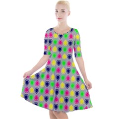 Colorful Mini Hearts Grey Quarter Sleeve A-line Dress by ConteMonfrey