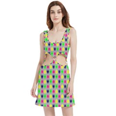 Colorful Mini Hearts Grey Velvet Cutout Dress by ConteMonfrey