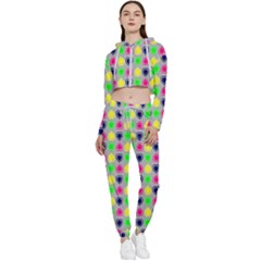 Colorful Mini Hearts Grey Cropped Zip Up Lounge Set by ConteMonfrey