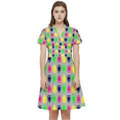 Colorful Mini Hearts Grey Short Sleeve Waist Detail Dress by ConteMonfrey