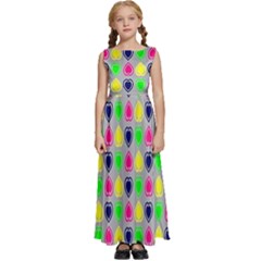 Colorful Mini Hearts Grey Kids  Satin Sleeveless Maxi Dress by ConteMonfrey