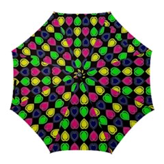 Black Blue Colorful Hearts Golf Umbrellas by ConteMonfrey