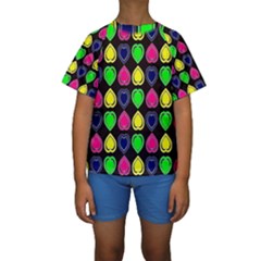 Black Blue Colorful Hearts Kids  Short Sleeve Swimwear by ConteMonfrey