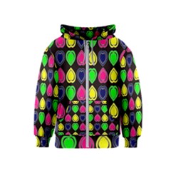 Black Blue Colorful Hearts Kids  Zipper Hoodie by ConteMonfrey