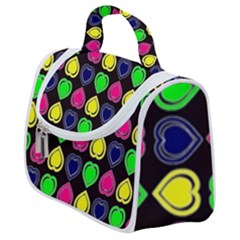 Black Blue Colorful Hearts Satchel Handbag by ConteMonfrey