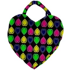 Black Blue Colorful Hearts Giant Heart Shaped Tote by ConteMonfrey