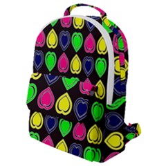 Black Blue Colorful Hearts Flap Pocket Backpack (small) by ConteMonfrey