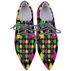 Black Blue Colorful Hearts Pointed Oxford Shoes by ConteMonfrey