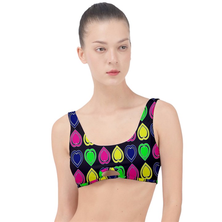 Black Blue Colorful Hearts The Little Details Bikini Top