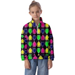 Black Blue Colorful Hearts Kids  Half Zip Hoodie by ConteMonfrey