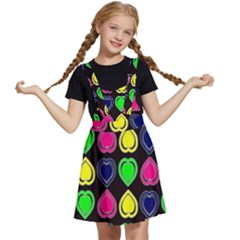 Black Blue Colorful Hearts Kids  Apron Dress by ConteMonfrey