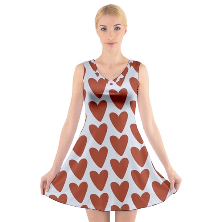 Little Hearts V-Neck Sleeveless Dress