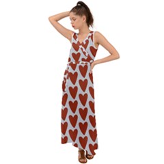 Little Hearts V-neck Chiffon Maxi Dress by ConteMonfrey