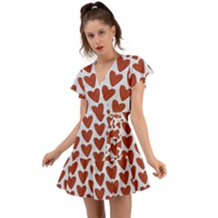 Little Hearts Flutter Sleeve Wrap Dress by ConteMonfrey