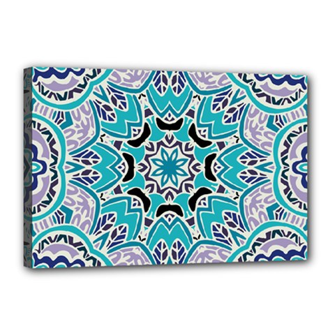 Blue Shades Mandala   Canvas 18  X 12  (stretched) by ConteMonfrey