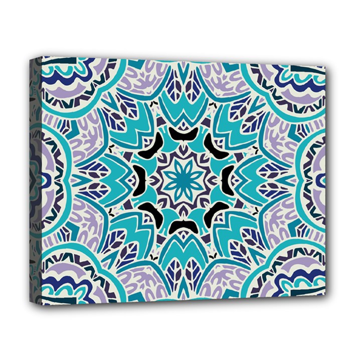 Blue Shades Mandala   Deluxe Canvas 20  x 16  (Stretched)