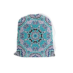 Blue Shades Mandala   Drawstring Pouch (large) by ConteMonfrey